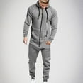 thumbnail image 2 of YLSDY Men's Fleece Lined Hooded Jumpsuit Zip Up One Piece Pajamas Playsuit Jogger Sweatsuit Overall Romper Gray 8, 2 of 6