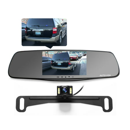 AUTO-VOX M3 Full HD 1080P Dual Lens DVR Dash Camera Record Front and Rear Video 5 Inch Screen Rear view Mirror Monitor Auto Reverse with Waterproof Night Vision License Plate Parking (Best Way To Record Screen)