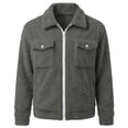 thumbnail image 5 of WIZUTIZ Men's Sherpa Lined Trucker Jacket Stand Collar Full Zip Fall Winter Warm Fuzzy Outerwear Coat, 5 of 9