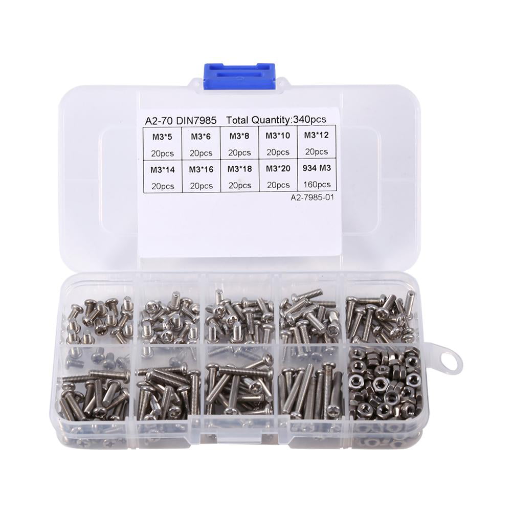 NUTS & WASHERS STAINLESS STEEL KITS 475 PIECE ASSORTED A2 M5 FULL THREAD BOLTS 