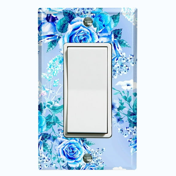 Metal Light Switch Plate Outlet Cover Colorful Rose Leaves Wallpaper ROS046