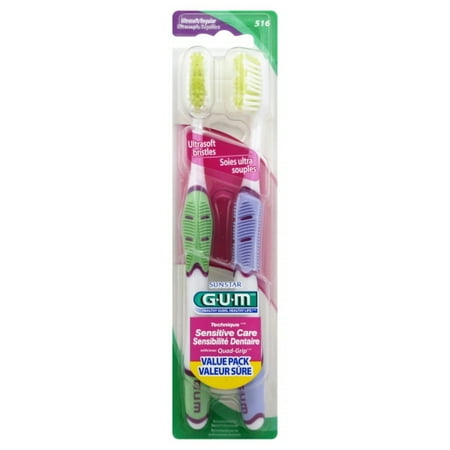 GUM Technique Sensitive Care Toothbrushes Ultrasoft/Regular 2 (Best Sonicare Toothbrush For Gum Recession)