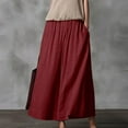 thumbnail image 5 of Women's Wide Leg Pants Casual Cotton Linen Elastic Waist Solid Loose Lounge Pants with Pockets Fashion Yoga Sport Swing Palazzo Trousers(XXL,Wine), 5 of 5