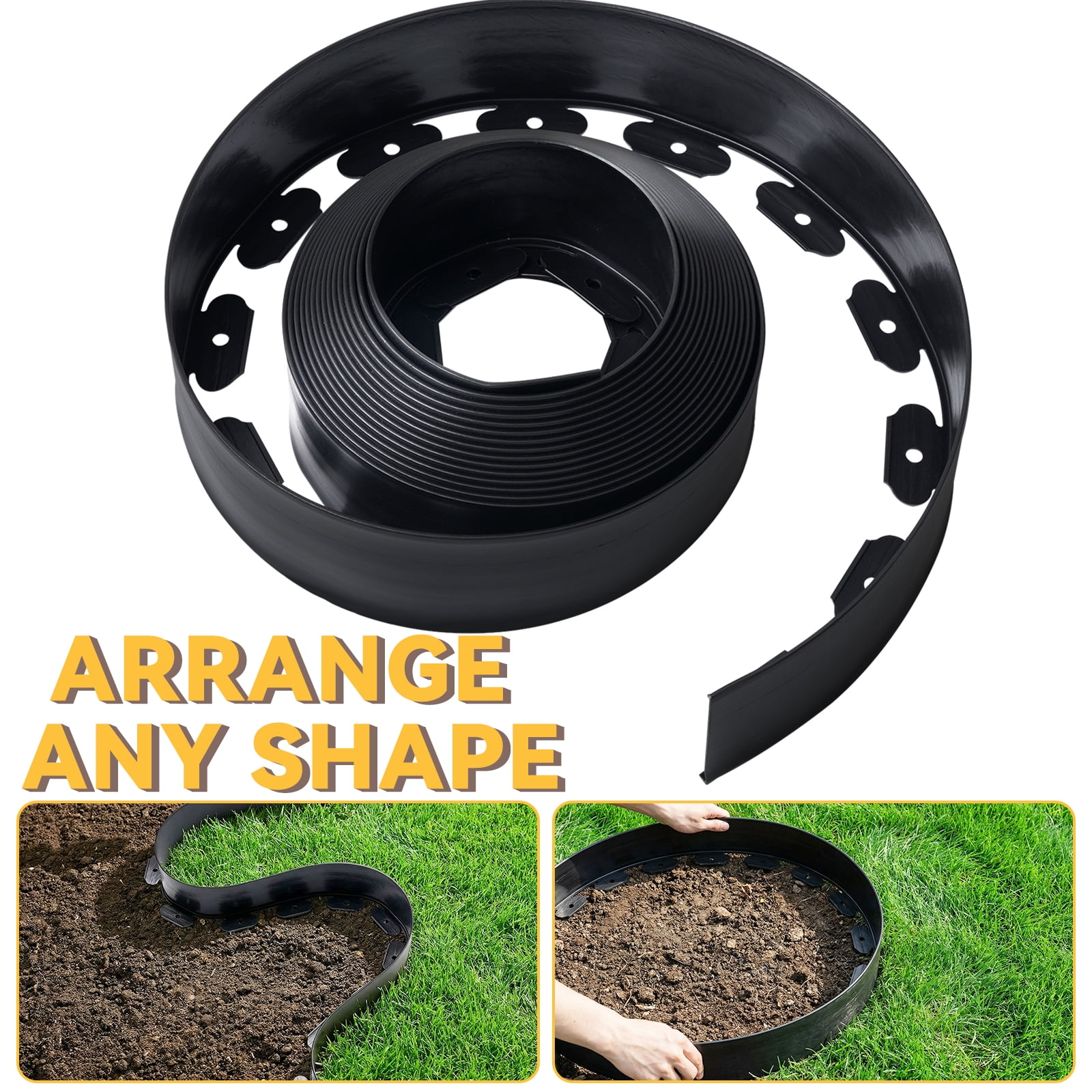 GOTGELIF Landscape Edging 4inch Tall, 40ft No-Dig Landscape Edging Border with 50/120 Spikes Plastic Garden Edging for Landscaping