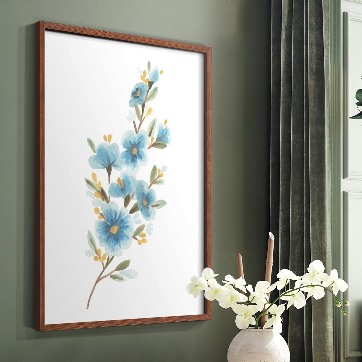 Wildflower Sprig II Framed Print - Solid Wood in Single Picture Frame Solid Wood 2 Framed Print
