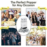 Clover Products Premium Large Premium Confetti Cannon - 6 Pack Silver Mylar Confetti Popper | Compressed Air Launches Confetti 20-25 feet | Party Poppers for any Celebration.