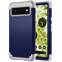 Mantto for Google Pixel 6 Case, 3 in 1 Heavy Duty Rugged Hybrid Anti Slip Shockproof Hard PC Cover Soft Silicone Bumper Non-Slip Protective Phone Case Cover for Google Pixel 6 2021,Darkblue