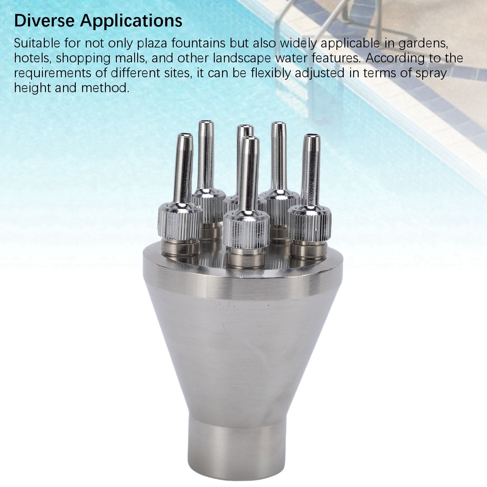 BIMZUC Stainless Steel Column Fountain Nozzle Center Straight Water Spray Sprinkler Head for Outdoor Landscape Garden Pond Pool Plaza Water Feature Decor