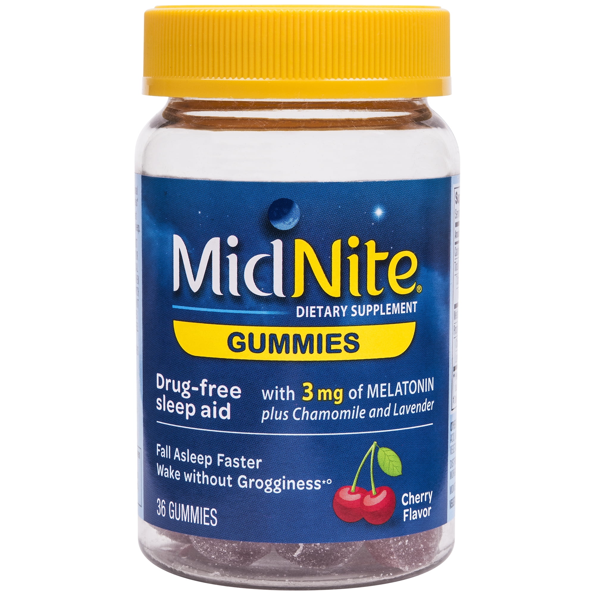 MidNite Gummies DrugFree Sleep Aid Cherry Flavored Melatonin & Herbs Dietary Supplement, 36
