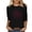 Black, variant on Womens 3/4 Sleeve Tops Cotton Celebration Casual Blouse Plus Size Patriotic 250th American Flag Print Summer Tee Navy XXXL