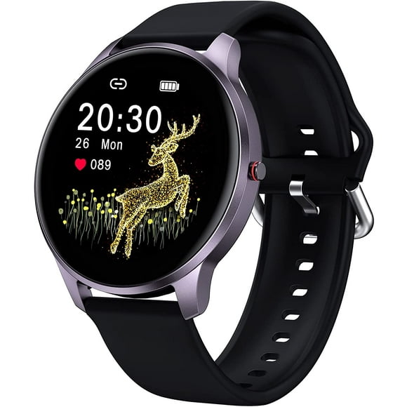 Android Smart Watches for Men& Women, Smart Watch for iPhone Compatible Samsung, IBAOLEA Fitness Phone Watch for Heart Rate Monitor, Step Sleep Tracker, Running Watch with 1.28” Round Face Black -