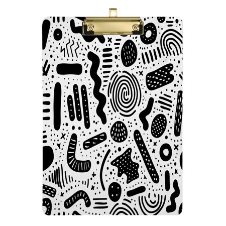 Black Graffiti on White Acrylic Clipboards A4 Standard Letter Size Clipboard 12.5" X 9" Clip Board for Students Teacher Office