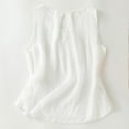 thumbnail image 4 of Women's Cotton Linen Tops Summer Keyhole Back Pleated Crew Neck Sleeveless Shirts Casual Loose Blouses (XL, White), 4 of 7