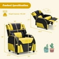 thumbnail image 2 of Gymax Gaming Recliner Sofa PU Leather Armchair for Kids Youth w/ Footrest Yellow, 2 of 10