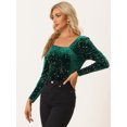 thumbnail image 4 of Camiseta de terciopelo con Estrellas para mujer de manga larga sexy para fiesta Verde oscuro L Allegra K, 4 of 6