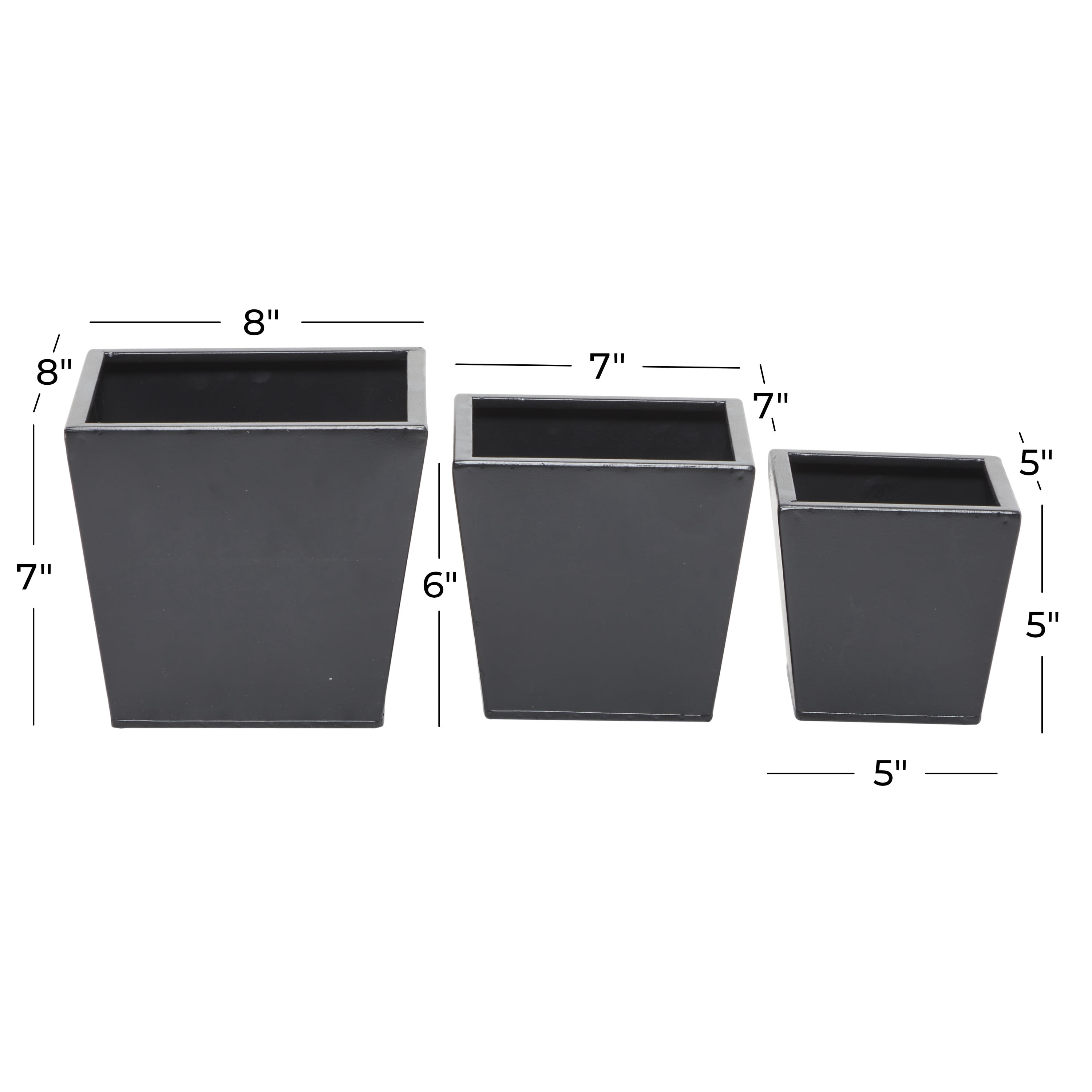 CosmoLiving by Cosmopolitan 7", 6", 5"H Indoor Outdoor Dark Gray Metal Planter (3 Count)