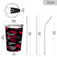 thumbnail image 3 of 11oz Double-Wall Vacuum Insulated Stainless Steel Tumbler with Straws Sports Mugs BPA-Free Black and Red Leopard Print, 3 of 7