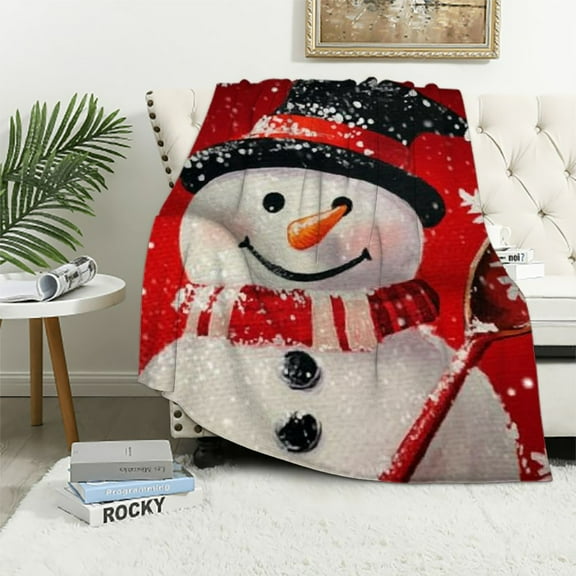 Pratyus Snowman Flannel Throw Blanket for Couch Sofa Bed All Seasons Theme Christmas Home Decor Gifts 40x50in