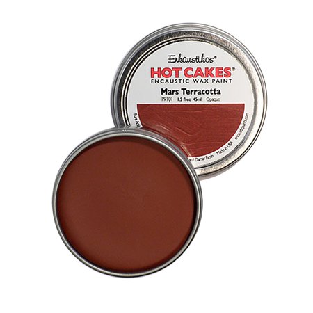 UPC: 0813043011229 | Enkaustikos Hot Cake Encaustic Wax Paint  1.5 oz. Tin  Mars Terra-Cotta