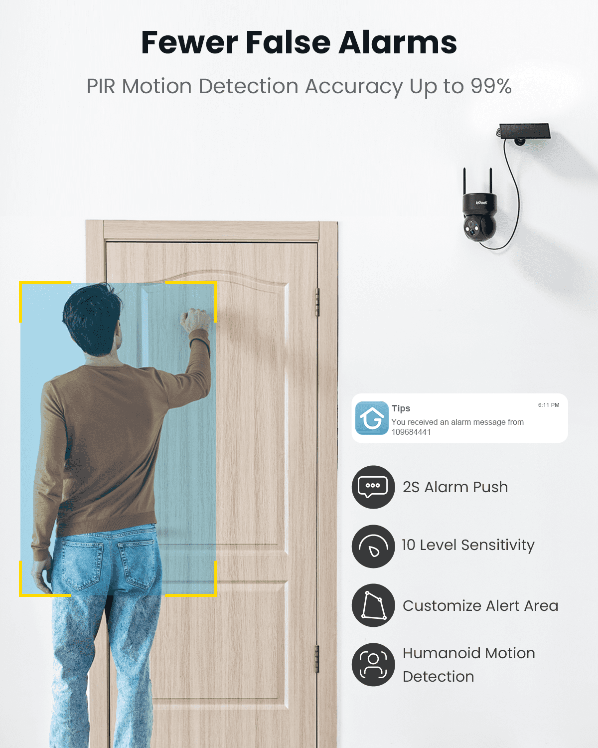 ieGeek Security Cameras Wireless Outdoor, WiFi, 2K 360 View PTZ, Solar Powered Home Surveillance Camera, Color Night Vision, Motion Sensor