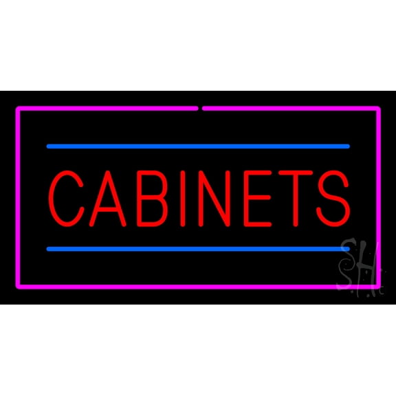 Cabinets Rectangle Purple LED Neon Sign 20" Tall x 37" Wide - inches Black Square Cut Acrylic Backing, with Dimmer - Premium built indoor Sign for Storefront, Store interior, Exhibition, Decor.