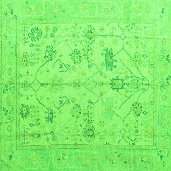 Ahgly Company Indoor Square Oriental Green Traditional Area Rugs, 5' Square
