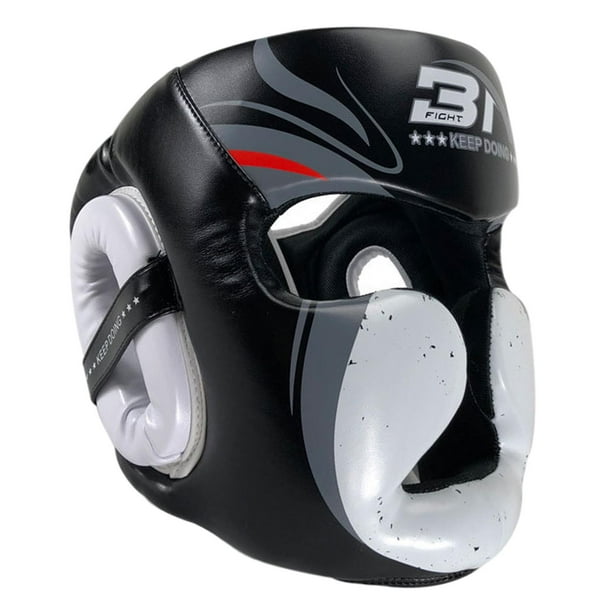 Equipo de boxeo Kickboxing Casco de protección Taekwondo Ear Pro para Grill Youth Negro L