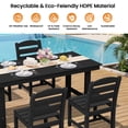 thumbnail image 5 of KINGYES 7-Piece Outdoor Dining Set, HDPE Patio Table and Chairs with Umbrella Hole, Black, 5 of 13