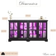 thumbnail image 2 of 59.05" W LED Curio Cabinet with 7 Color Lights, Vintage Glass Display Cabinet with 4 Glass Doors and Adjustable Shelves, Wooden China Case with Smartphone-Controlled for Living Room (Black), 2 of 8