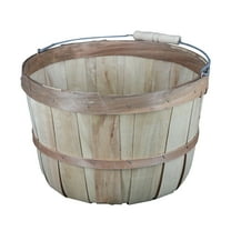 SSWBasics One Peck Basket With Handle - Set of 3 - Natural Unfinished Pine Wood Apple