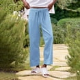 thumbnail image 7 of Atogsazn Women's Wide Leg Linen Pant Casual Loose Lightweight Pants Drawstring Fashion Trouser with Pockets Light Blue S, 7 of 7