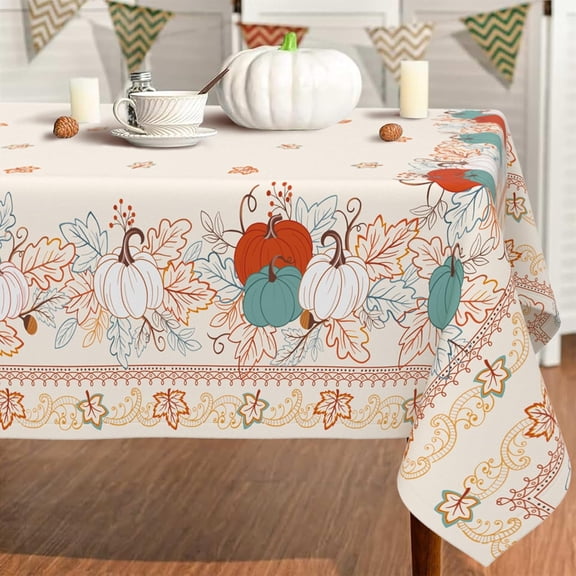 Fall Tablecloth Oval, Thanksgiving Tablecloth Oval Autumn Pumpkin Table Cloths for Fall Thanksgiving Kitchen Decor 60x84 Inch