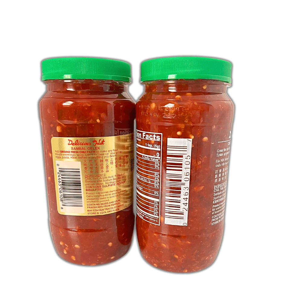 Hot Chili Paste Sauce - Garlic Chili 18oz Sambal Oelek 18oz 2-Pack Bundle