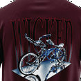 thumbnail image 4 of Rollin Hard men's Wicked Bike burgundy classic fit front and back print graphic tee shirt, 4 of 5