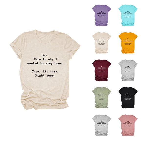 See This Is Why I Wanted to Stay Home This All This Right Here Graphic Tees for Women Funny Sarcastic Crewneck T Shirts
