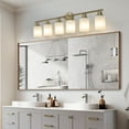 thumbnail image 6 of Modern Bathroom Light Fixtures Over Mirror, 6-Light 38.6in Vanity Lights ,Milky White Glass Shades, Wall Sconces Gold, 6 of 10
