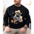 thumbnail image 3 of Howdy Funny Cowboy Raccoon Sweatshirt for Women Men & Kids Western Animal Crewneck Pullover Black Sweatshirt Adult X-Large, 3 of 7