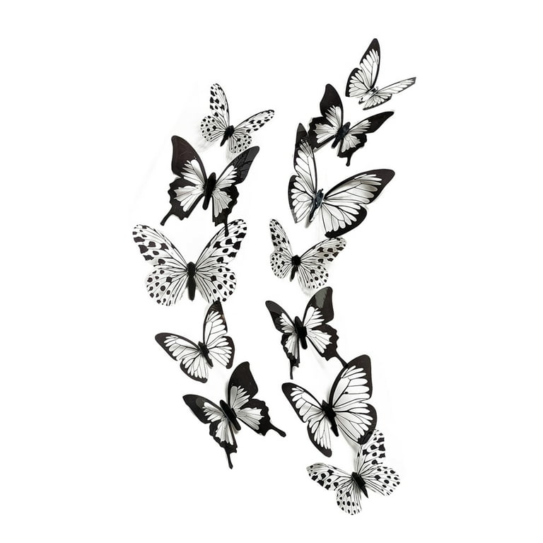AURIGATE 12 Pcs 3D Butterfly Wall Stickers Crystal Black Butterfly Wall  Decor, Removable Paper Butterfly Wall Decals with Sticky Dots for Window  Furniture Wedding Baby Kids Bedroom Christmas DIY Decor 