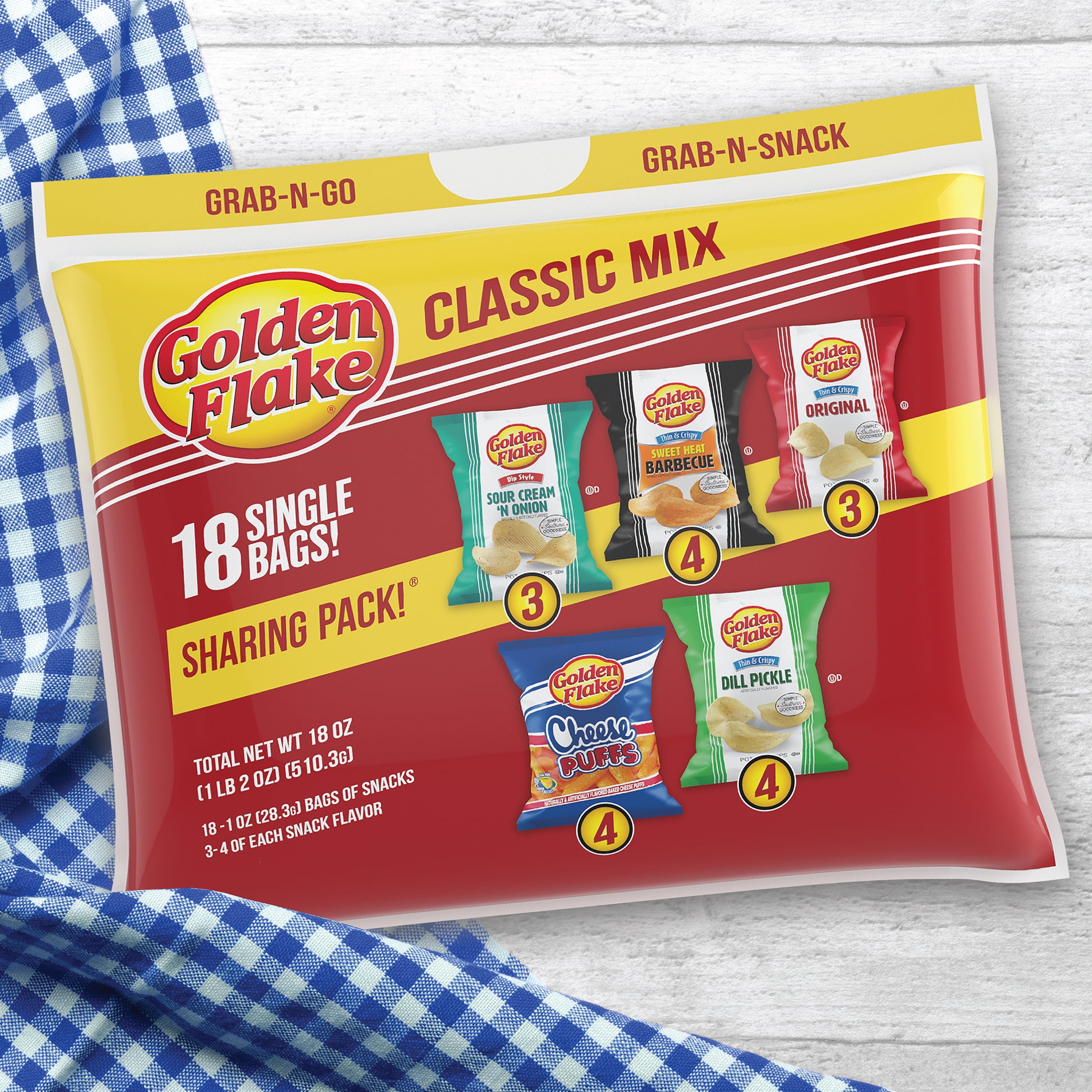 Golden Flake Classic Mix Snack Sack, Variety Pack, 1 oz, 18 Count