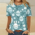 thumbnail image 4 of Womens Easter Tops 2025 Summer Fashion Casual Pullover Printed Short-Sleeved Round Neck Top for Spring, 4 of 4