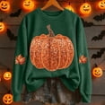 thumbnail image 3 of Halloween Hoodie Pumpkin Season Themed Printed Hooded Sweatshirts Women Fall Pullover Tops (A2-Dark Green S), 3 of 4