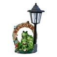thumbnail image 2 of Estatua de rana de jardín con luz solar, realista, encantadora, lámpara artesanal, adorno de iluminación decorativo para patio, parterre de flores, 2 of 8