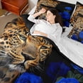 thumbnail image 4 of Feelyou Cheetah Leopard Wildlife Bedding Comforter Set 7-Piece, Romantic Anniversary King Bedding Sets, Dreamy Rose Floral Bed Sheets, Lightweight Room Decor, 4 of 7