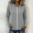 thumbnail image 3 of Ozmmyan Womens Lightweight Zip Up Hoodie Long Sleeve Drawstring Hooded Jacket Casual Solid Color Thin Coat, 3 of 6