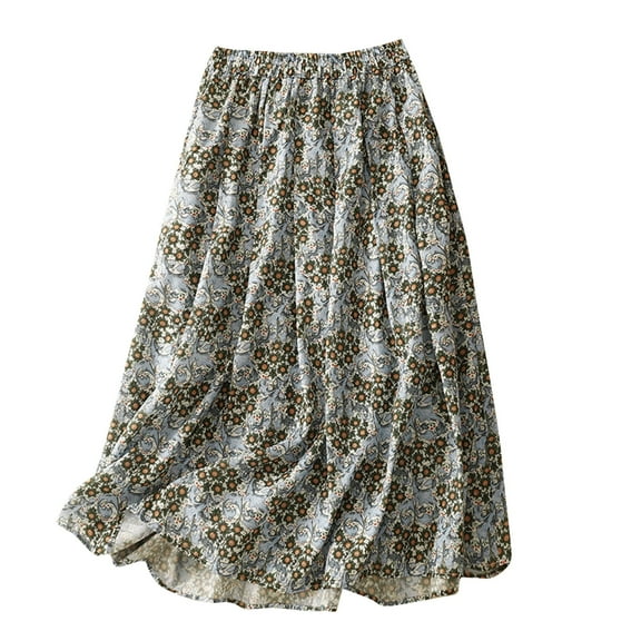 TFEOQRY Women's Floral Printed Half Skirt Summer Elastic Waist Umbrella Casual Loose Half Skirt