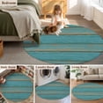 thumbnail image 5 of Round Rugs 5Ft, Teal Wood Grain Round Area Rug Washable Indoor Throw Carpet, Farmhouse Vintage Wooden Rustic Soft Non Slip Circle Rug for Cabinet Bathroom Home Decor Aesthetic, 5 of 8