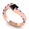 thumbnail image 2 of Diamond-Capitals 1.20 Carat Natural Diamond Black Onyx & Amethyst Gemstone Shiny Engagement Ring for her Solid 14K Rose Gold Size 4, 2 of 8
