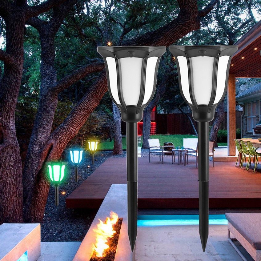 Solar Colorful Landscape lights (2PCS) Dusk To Dawn Flashing Flame