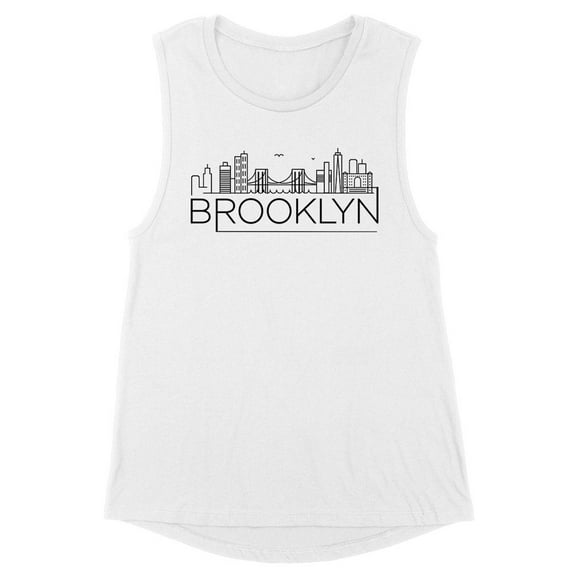 Skyline Brooklyn New York Women's Muscle Tank Large White