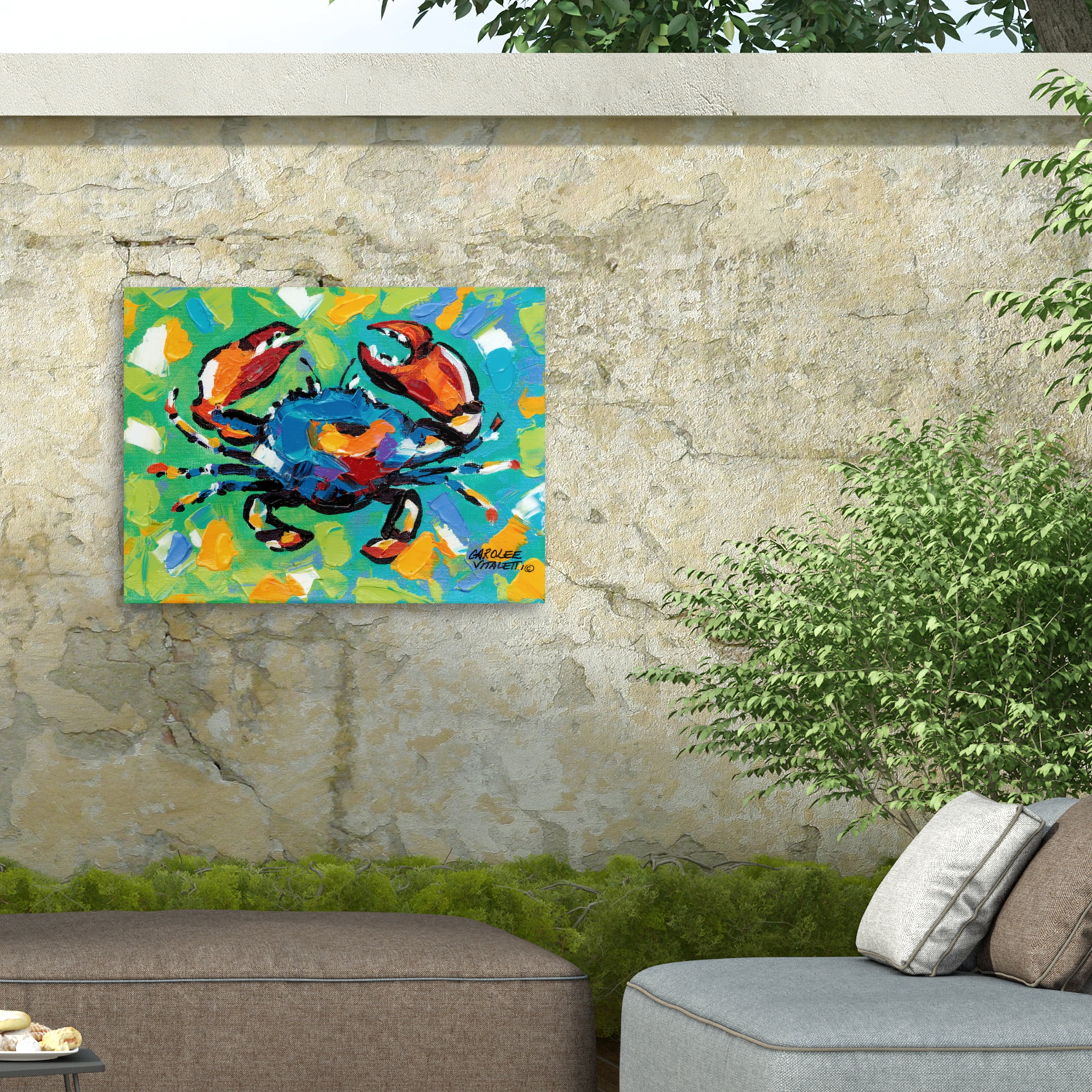 Carolee Vitaletti 'Seaside Crab II' Outdoor Canvas 35x35